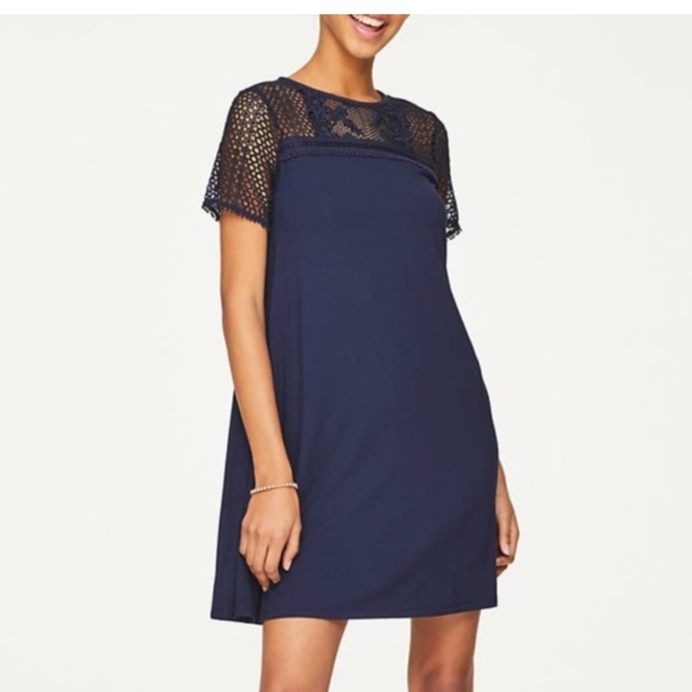 Loft outlet petite eyelet lace swing dress. Worn once . Excellent shape